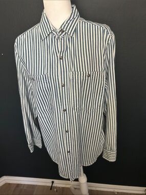Goodfellow & Co Blue and White Vertical Stripe Button-Down Shirt